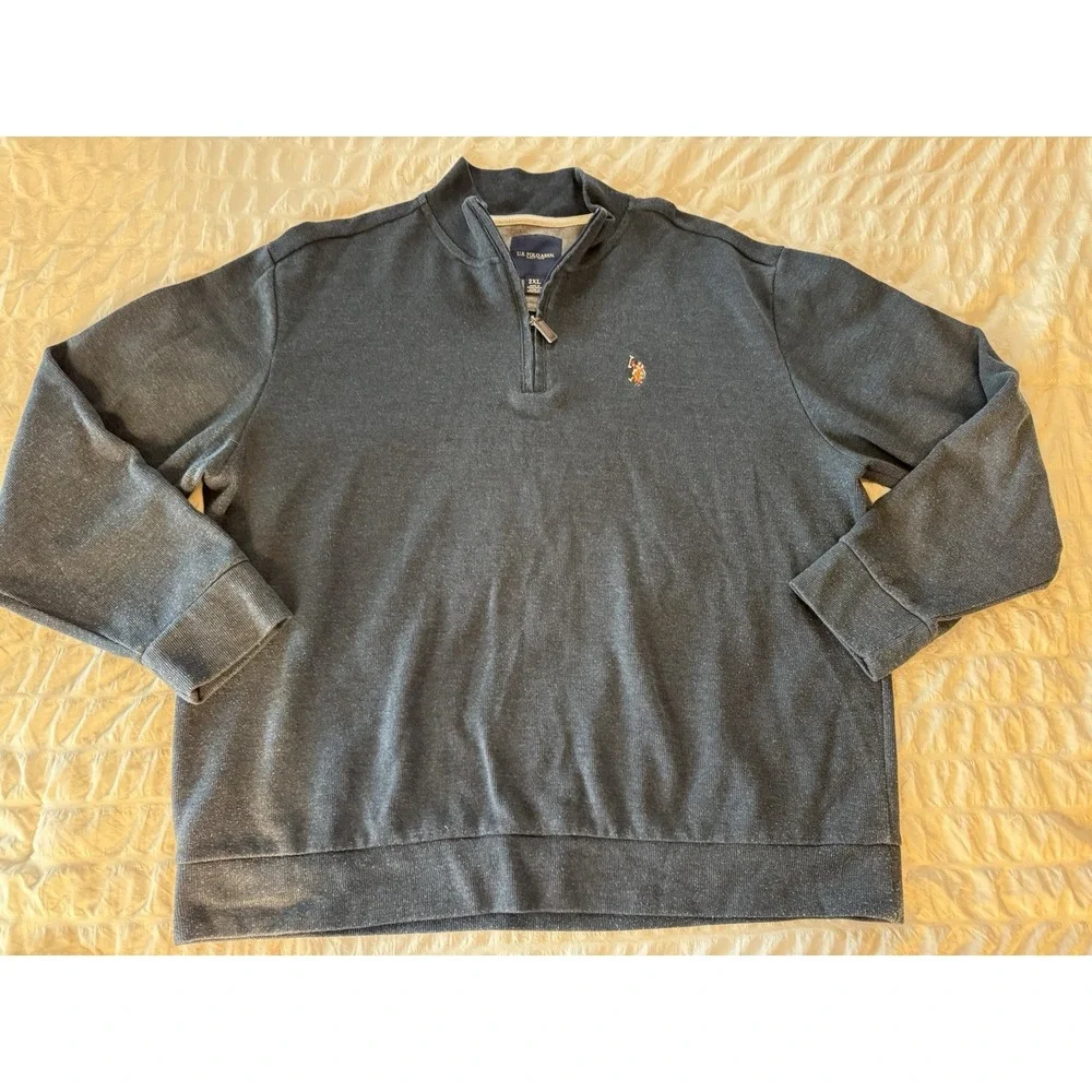 Lot Of 2 -US Polo‎ Assn Quarter Zip Sweater Men 2XL 1/4 Zip Pony Knit